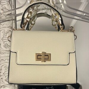 Aldo Cream Mini Bag with Gold and Black Details